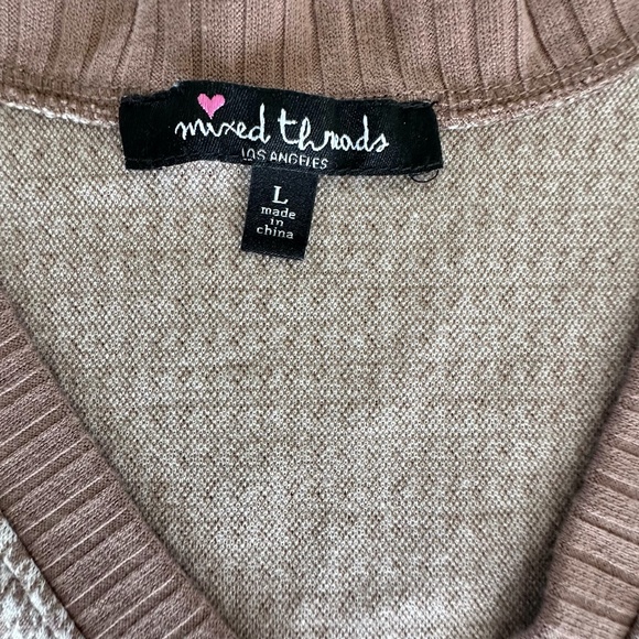 Brown White Houndstooth Sweater Vest L | Light Academia Preppy - Picture 6 of 8